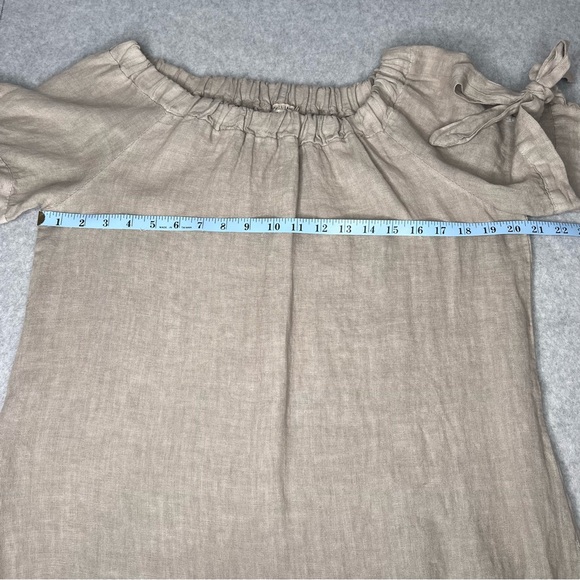 Lungo L’arno Womens Linen Dress Size Small Lace Off the Shoulder Tie Sleeves - Picture 9 of 12